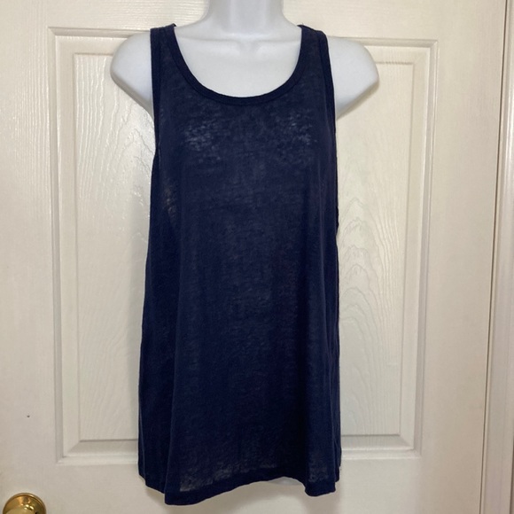 TJX Europe Women’s Navy Blue 100% Linen Tank Top - Picture 1 of 5